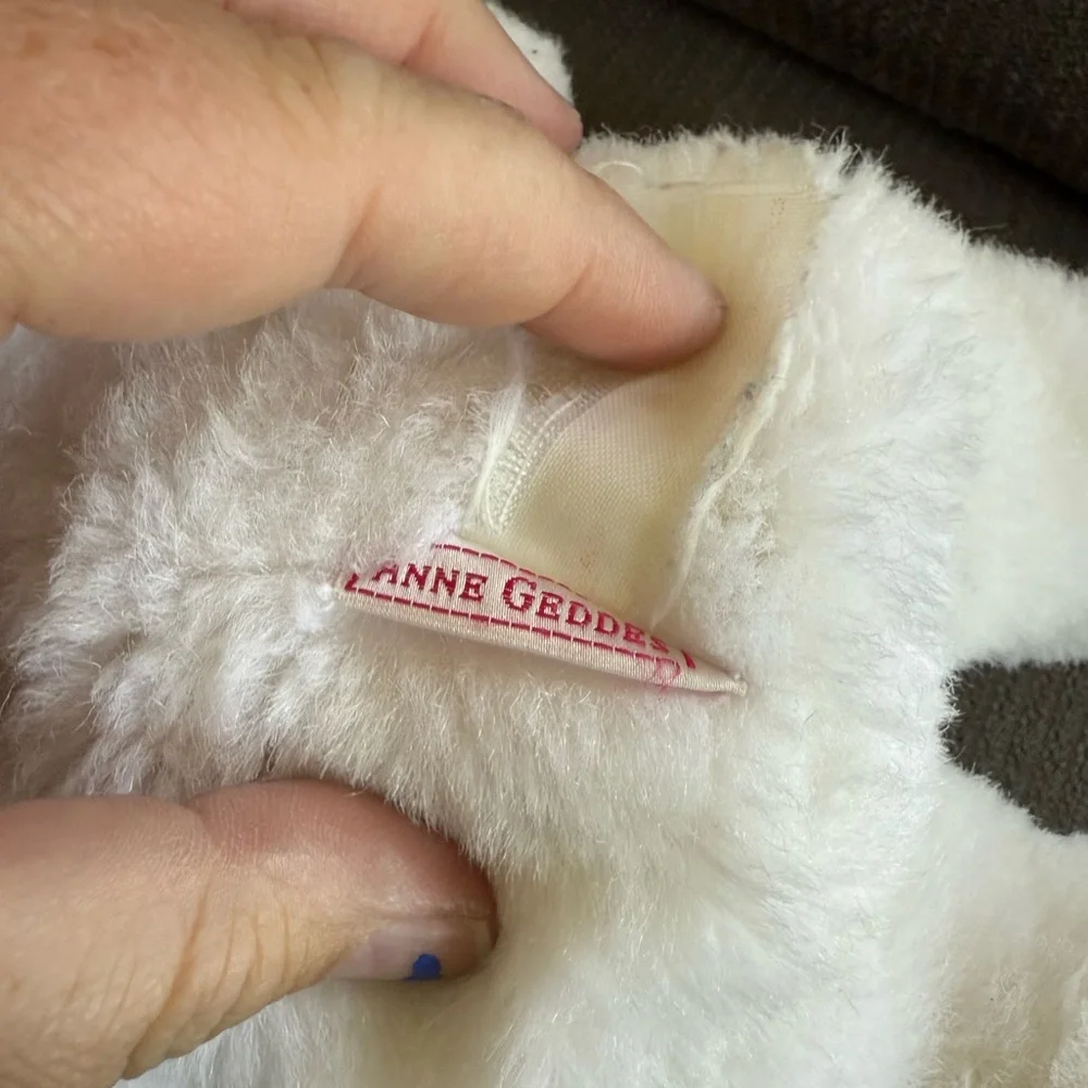 Vintage 1997 Anne‎ Geddes white rabbit suit small baby doll plush